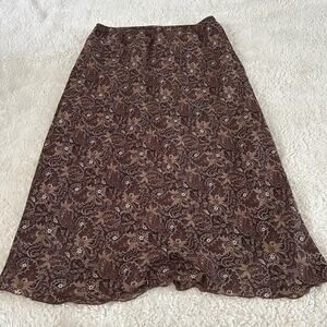 VTG Womens Brown Paisley Mid Length Skirt Sz 12 Y2K Art Fairy Cottage Core Style